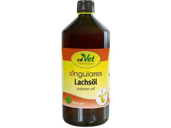 Singulares Lachsöl für Hunde und Katzen in der 1 Liter Flasche