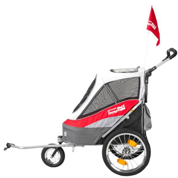 InnoPet Sporty-Trailer Deluxe Fahrradanhänger Hund rot grau für kleine Hunde