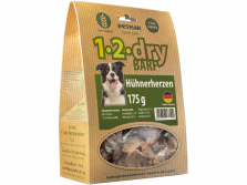 1-2-dry BARF Hühnerherzen Trockenbarf  Hundefutter 175 g