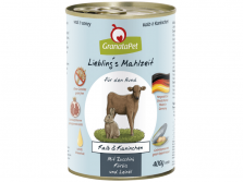 GranataPet Lieblings Mahlzeit Kalb & Kaninchen Hundefutter mit Zucchini, Kürbis & Leinöl 400 g
