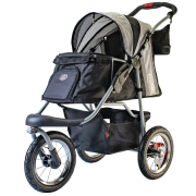 Hundebuggy Comfort Air ECO schwarz grau mit Organizer für kleine Hunde