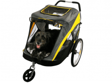 InnoPet® Hercules Hundebuggy für große Hunde grau gelb für große Hunde mit orthopädischem Hundekissen