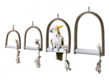 Vogelschaukel aus Sisal mit Kalksitzstange und Aufhängung
